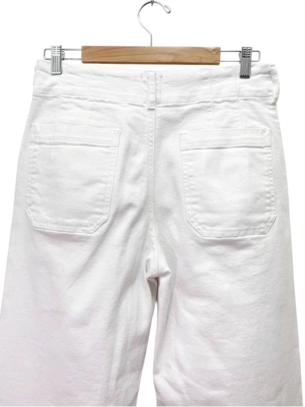 Anthropologie Maeve Colette Crop 26 Wide Leg Jeans White High Rise Patch Pocket - Picture 7 of 12